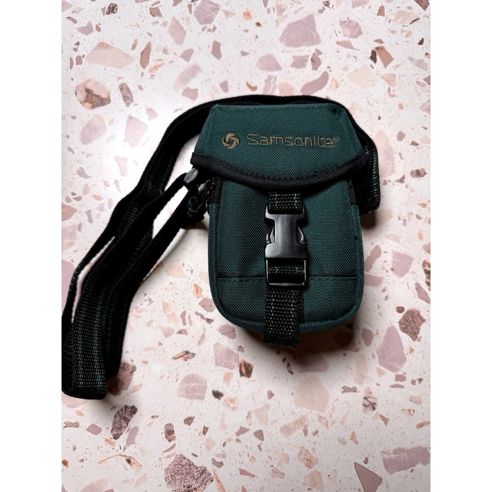 Samsonite Camera Case Small Green Nylon Travel Pouch Strap‎ 4x6"
